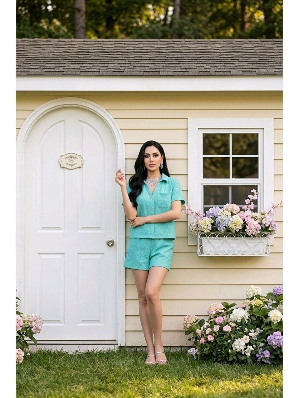 MS10. Mary Square Teal Maren Short Set